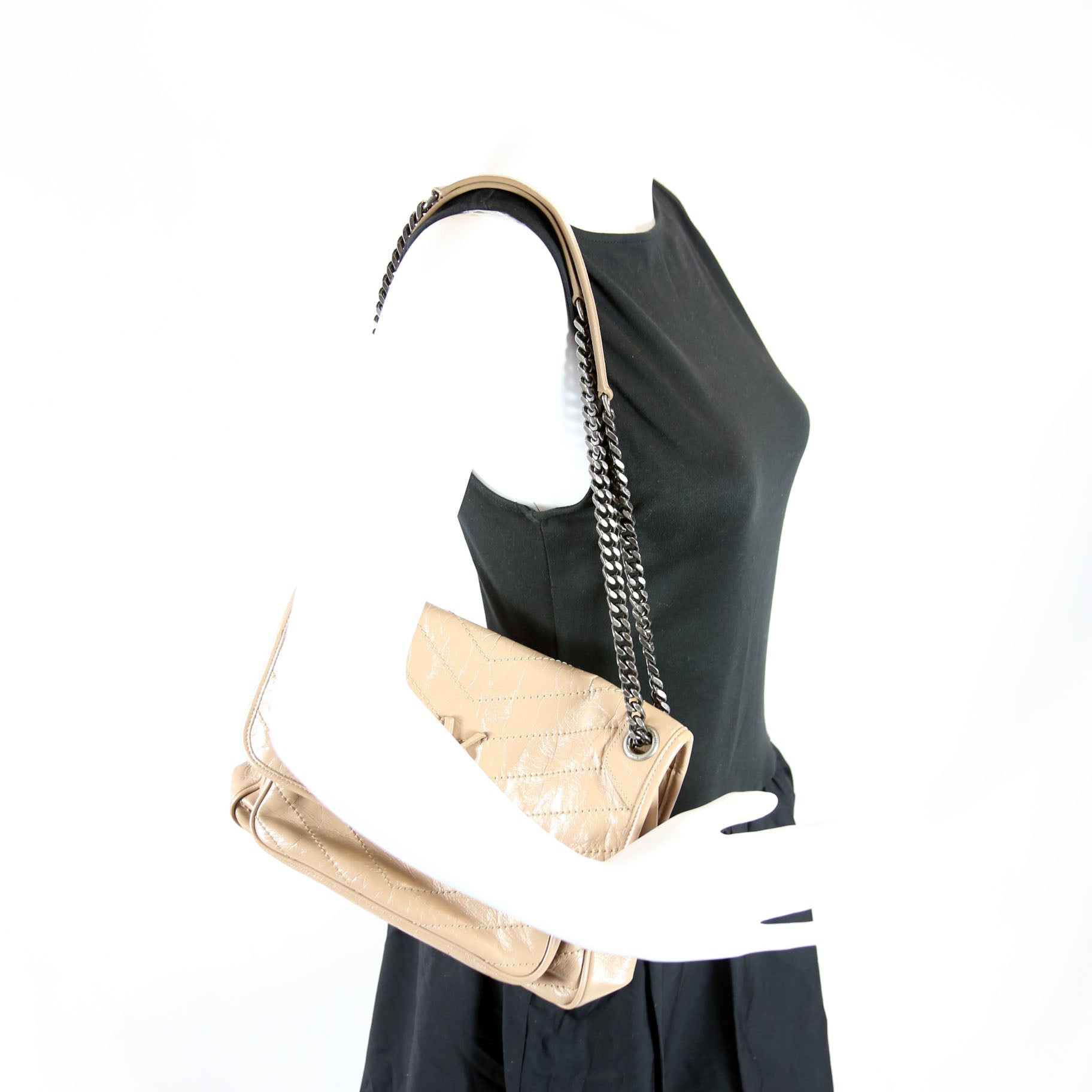SAINT LAURENT Niki Medium Crinkle Leather 633158 Tan