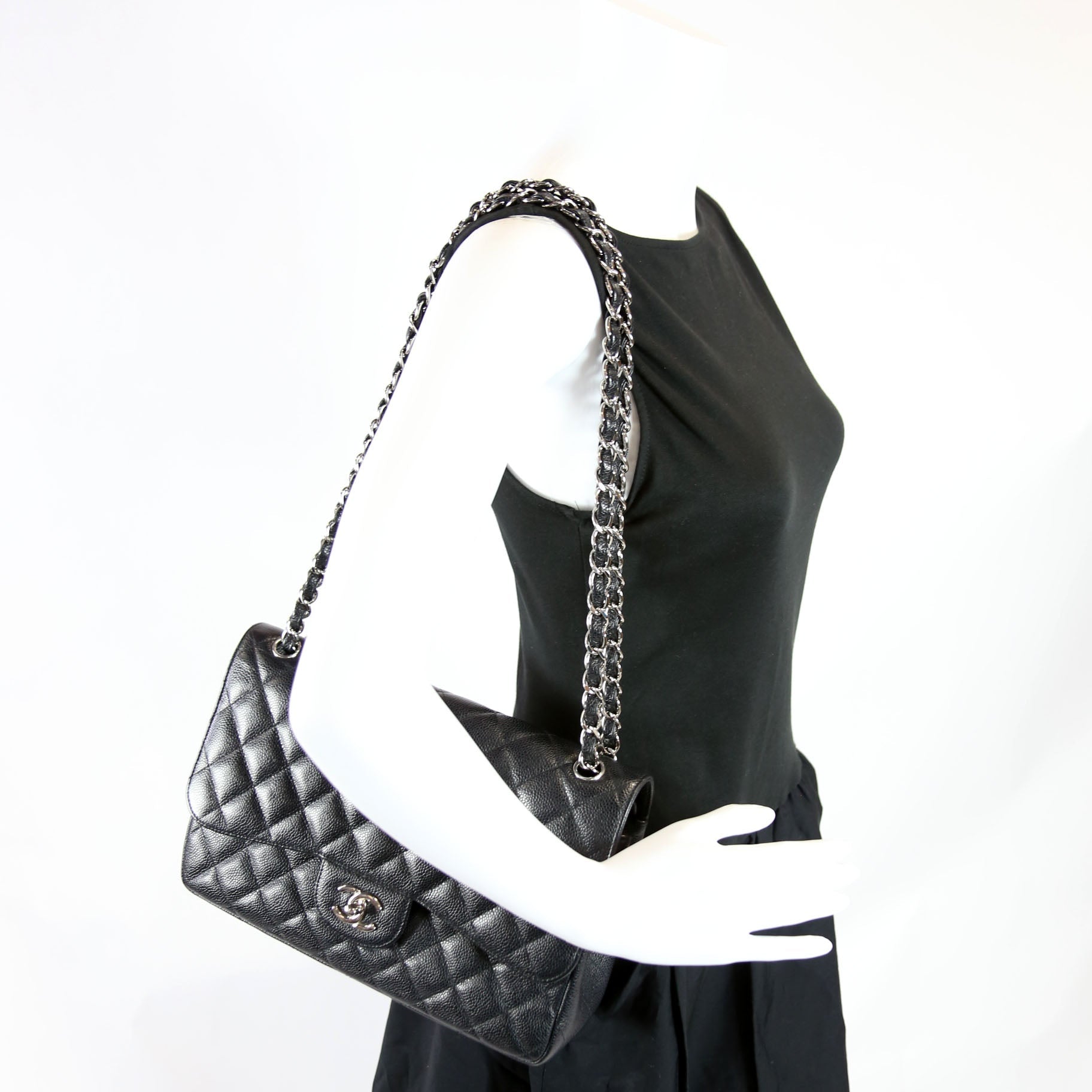 Classic Flap Jumbo Caviar Black/Silver