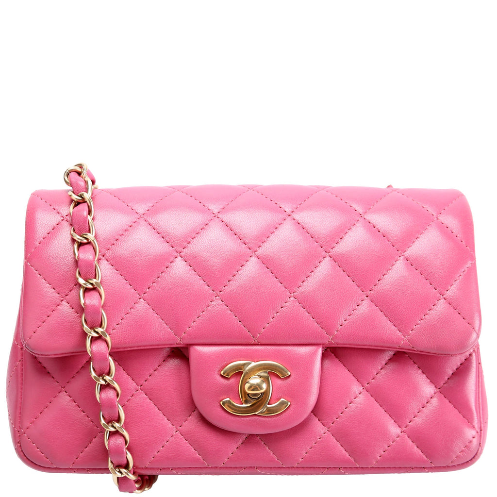 Classic Flap Mini Rectangle Lambskin 17M Pink