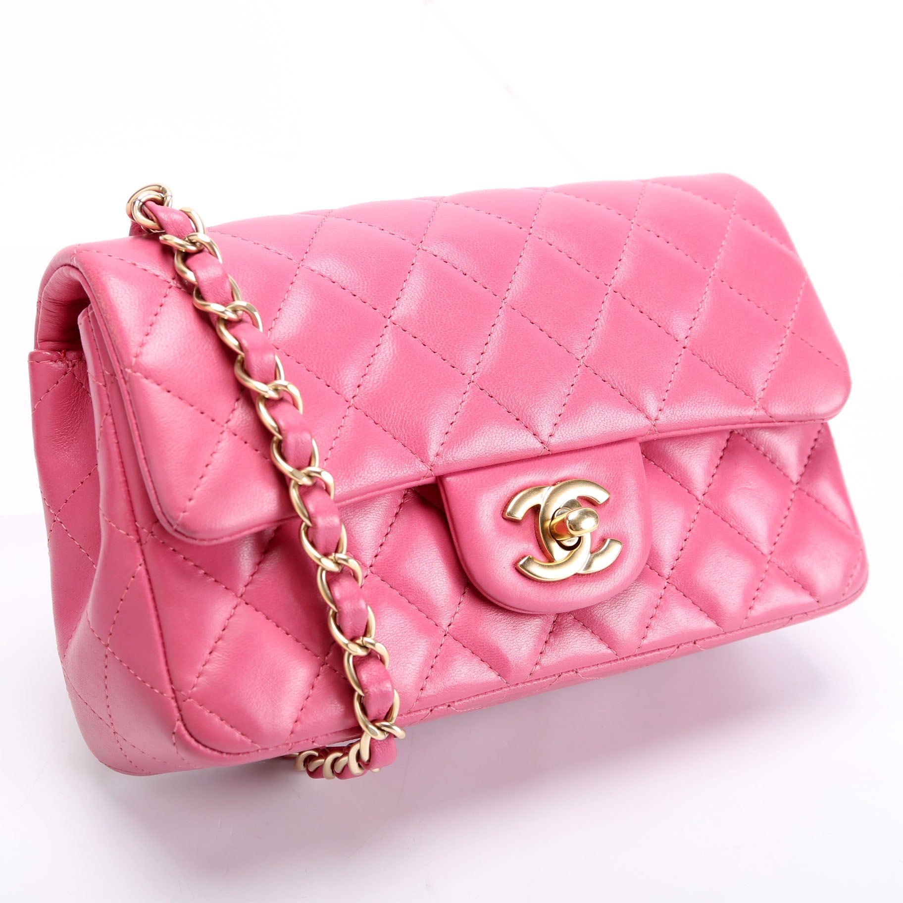 Classic Flap Mini Rectangle Lambskin 17M Pink