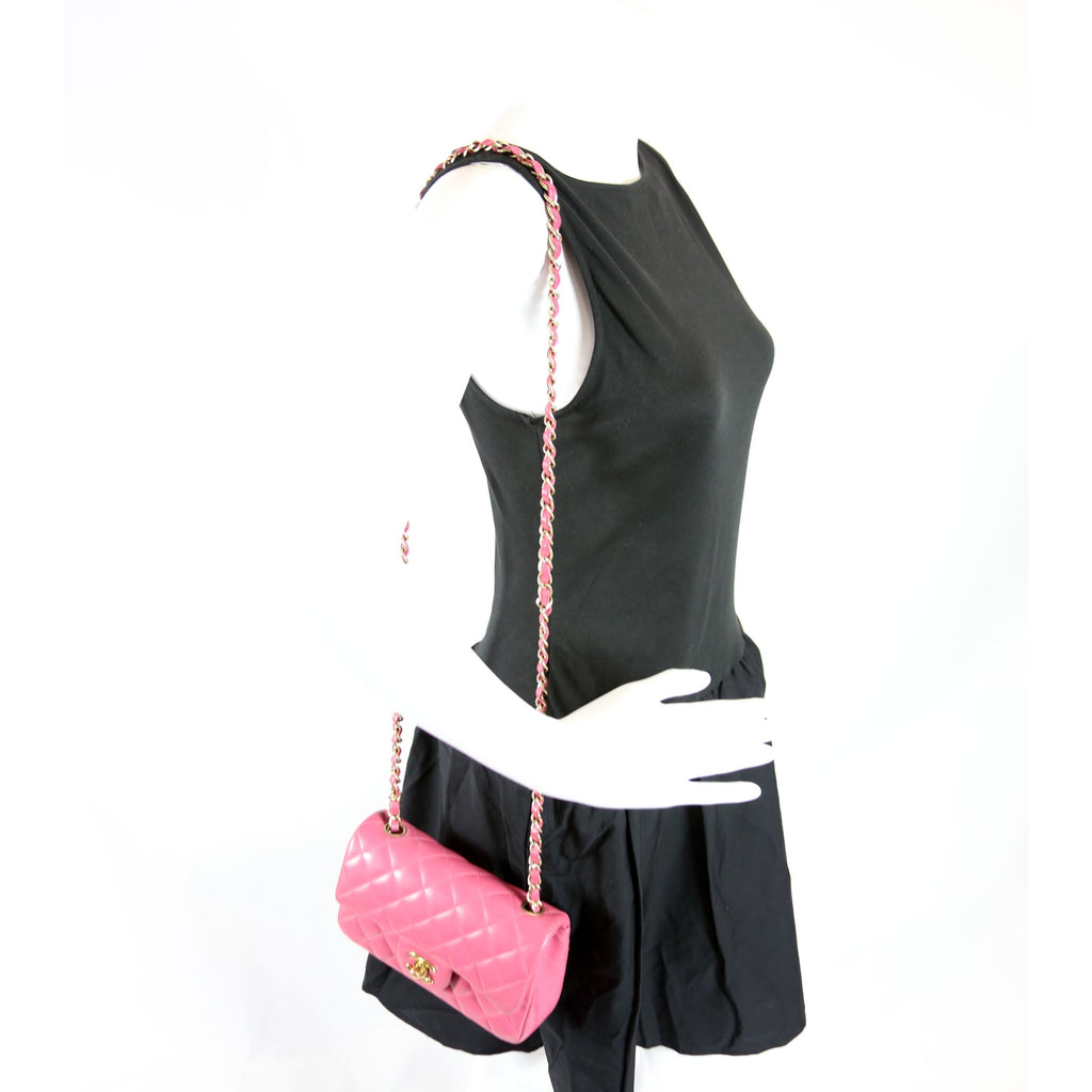 Classic Flap Mini Rectangle Lambskin 17M Pink