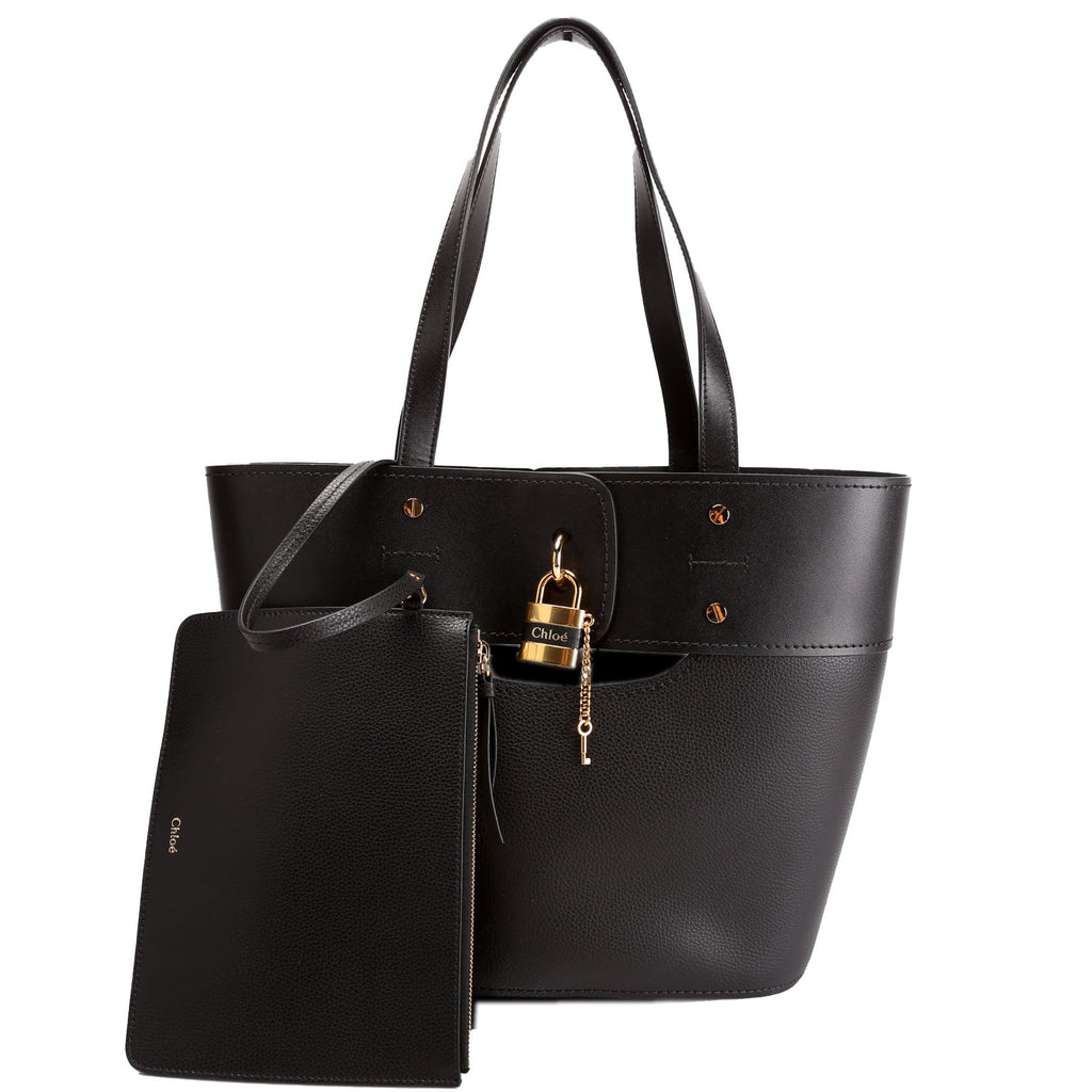 Aby Grain Leather Small Tote Black