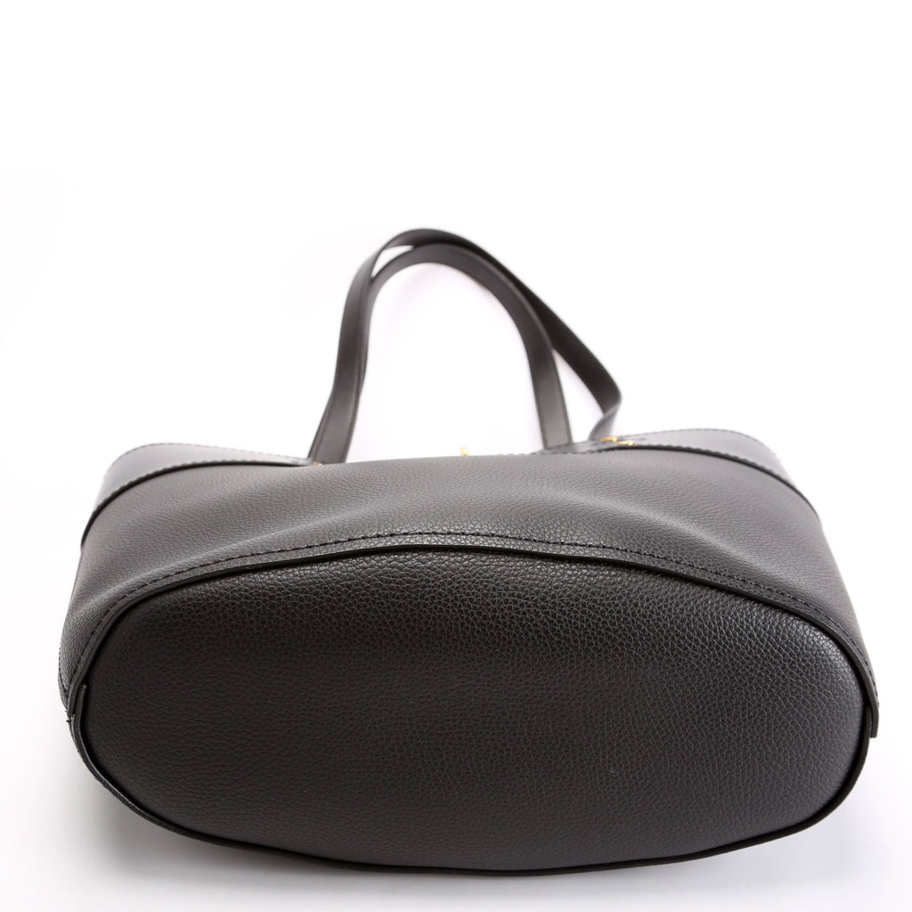 Aby Grain Leather Small Tote Black