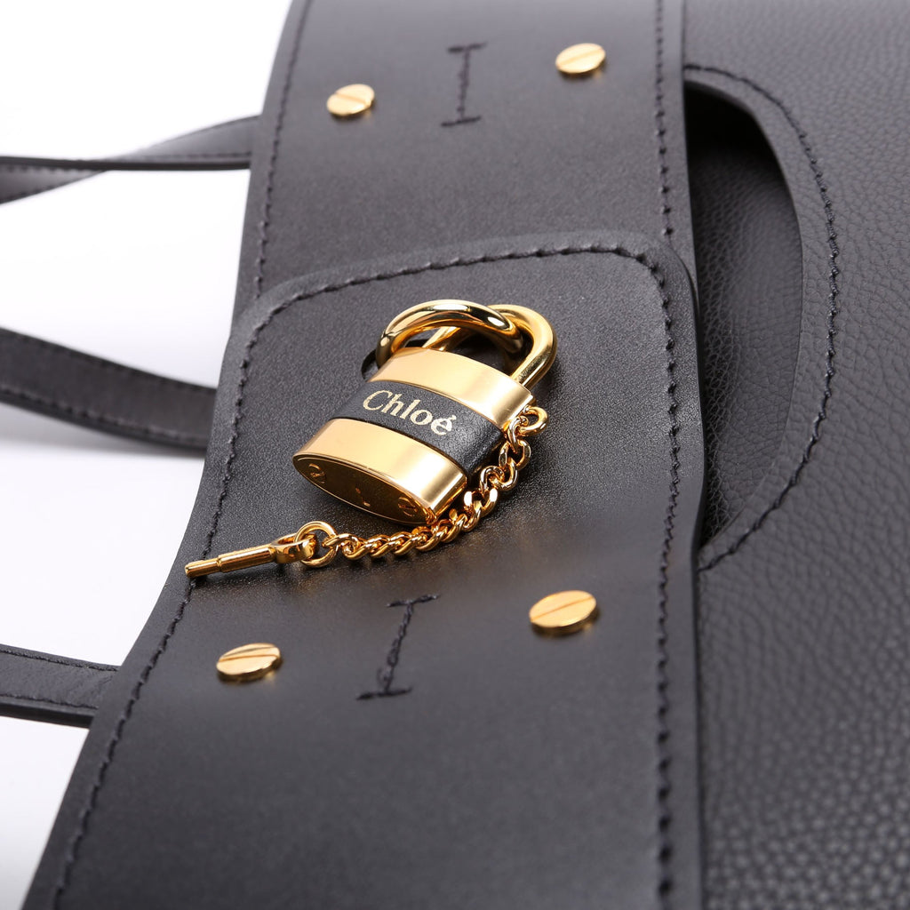Aby Grain Leather Small Tote Black