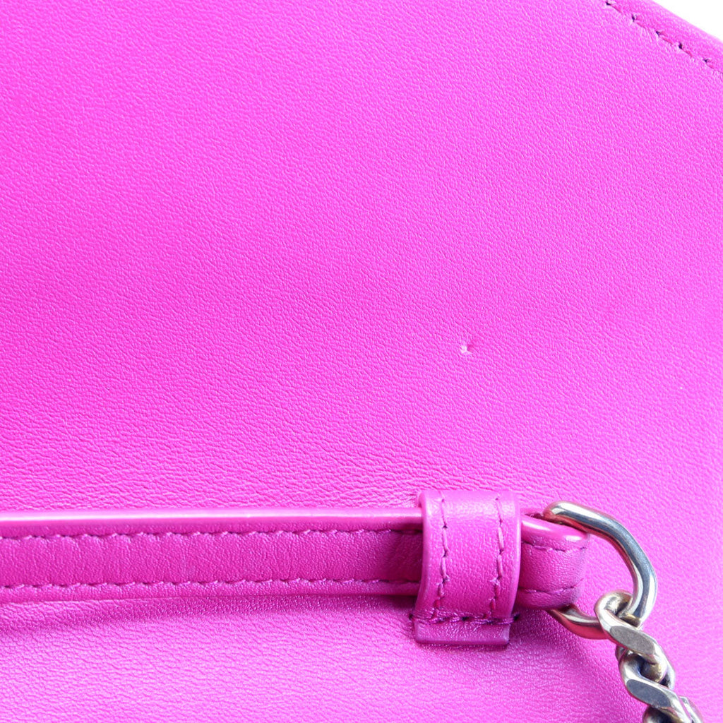 SAINT LAURENT Triquilt Satin Chain Wallet Pink/Gold