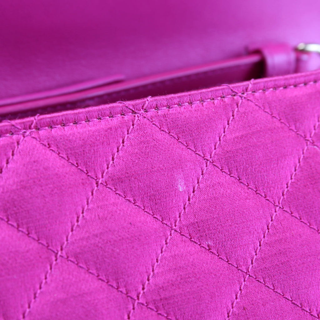 SAINT LAURENT Triquilt Satin Chain Wallet Pink/Gold