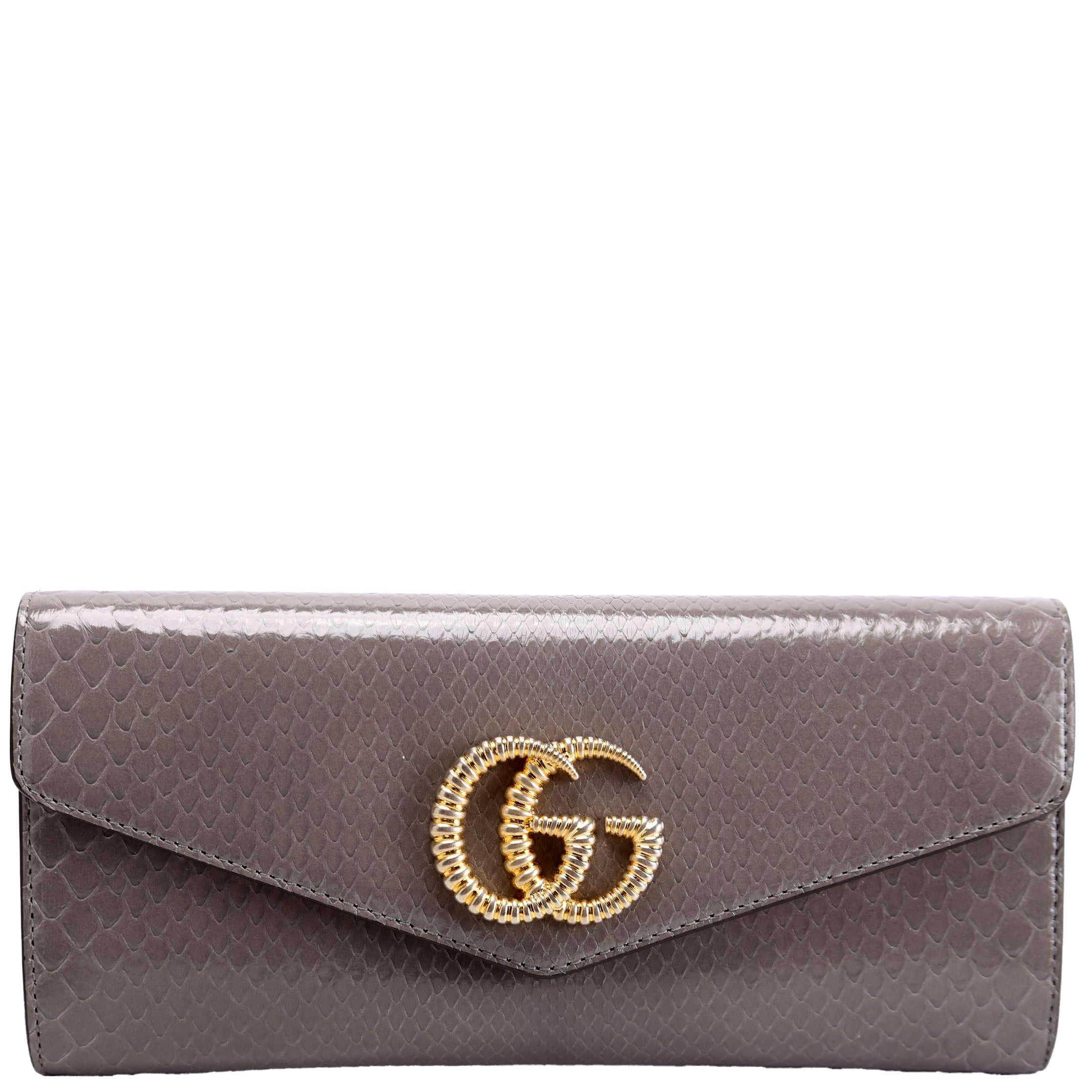 594101 GG Torchon Calfskin Broadway Envelope Clutch Gray