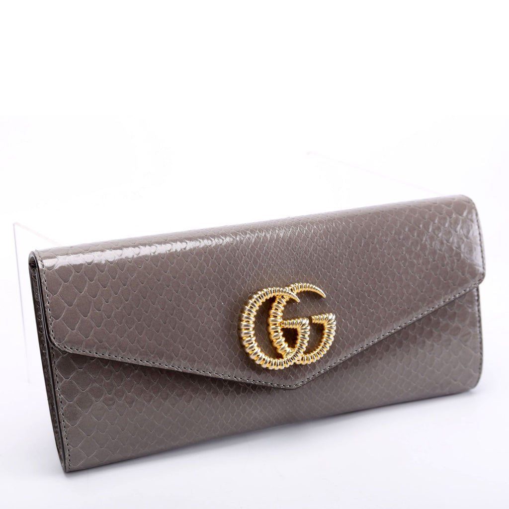 594101 GG Torchon Calfskin Broadway Envelope Clutch Gray