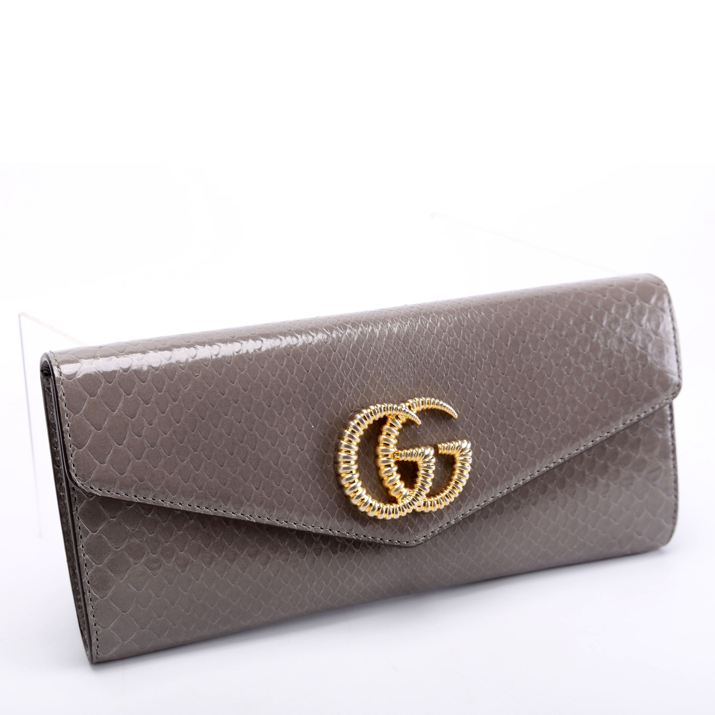594101 GG Torchon Calfskin Broadway Envelope Clutch Gray