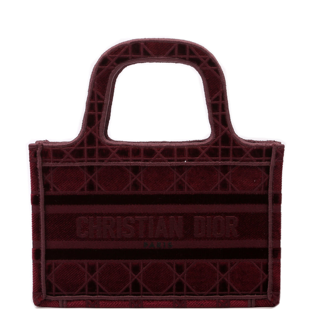 Mini Book Tote Velour Burgundy