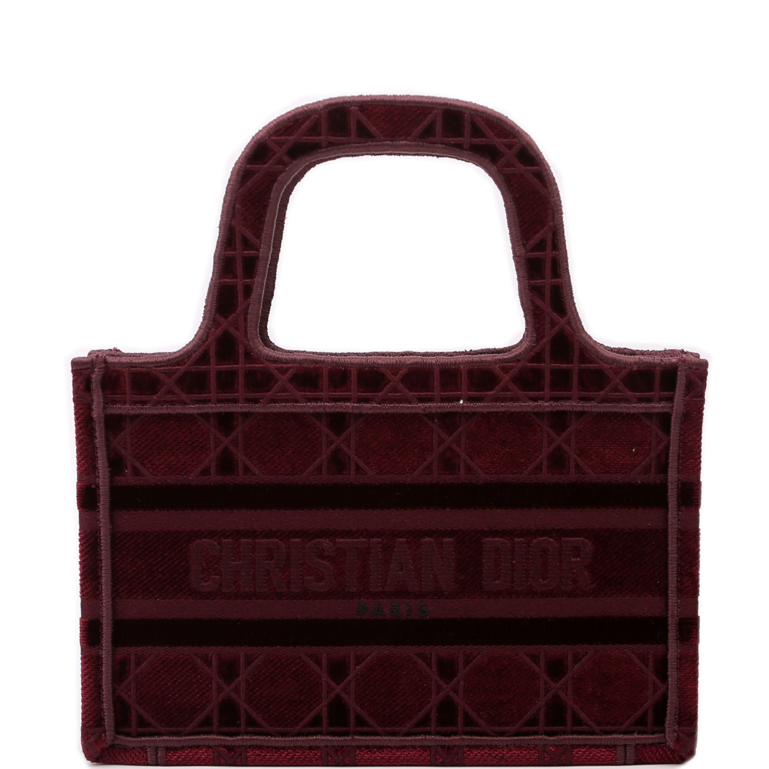 Mini Book Tote Velour Burgundy