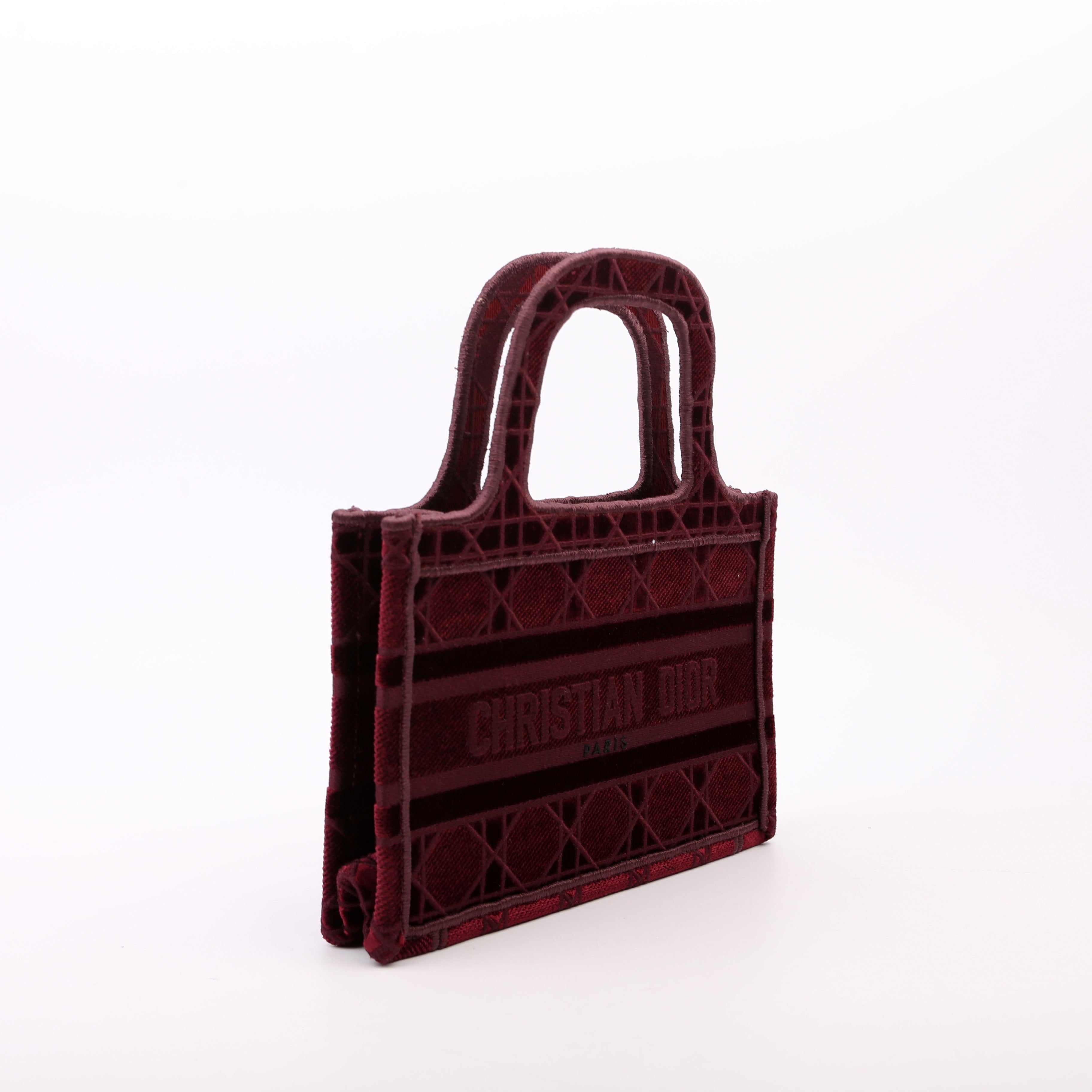 Mini Book Tote Velour Burgundy