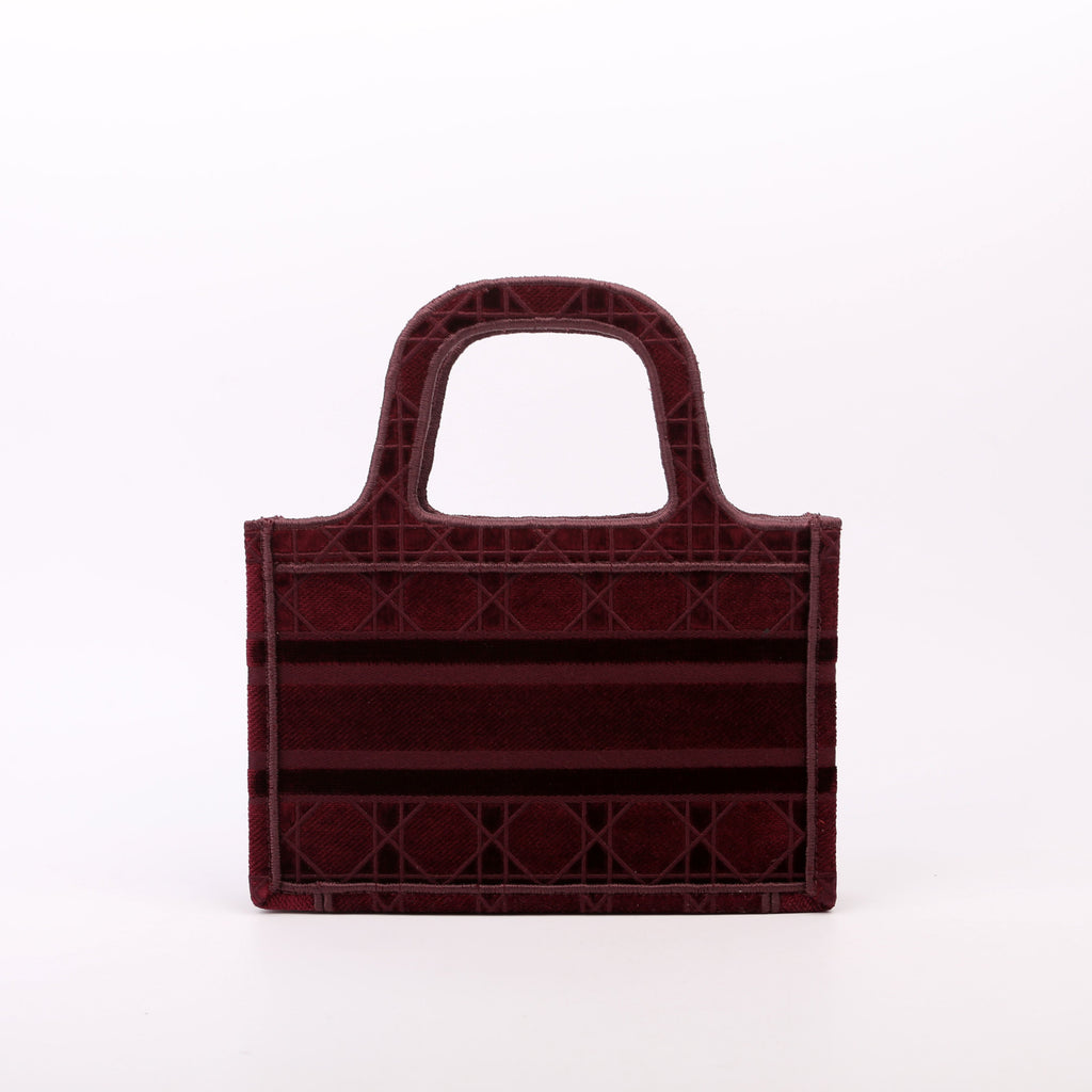 Mini Book Tote Velour Burgundy