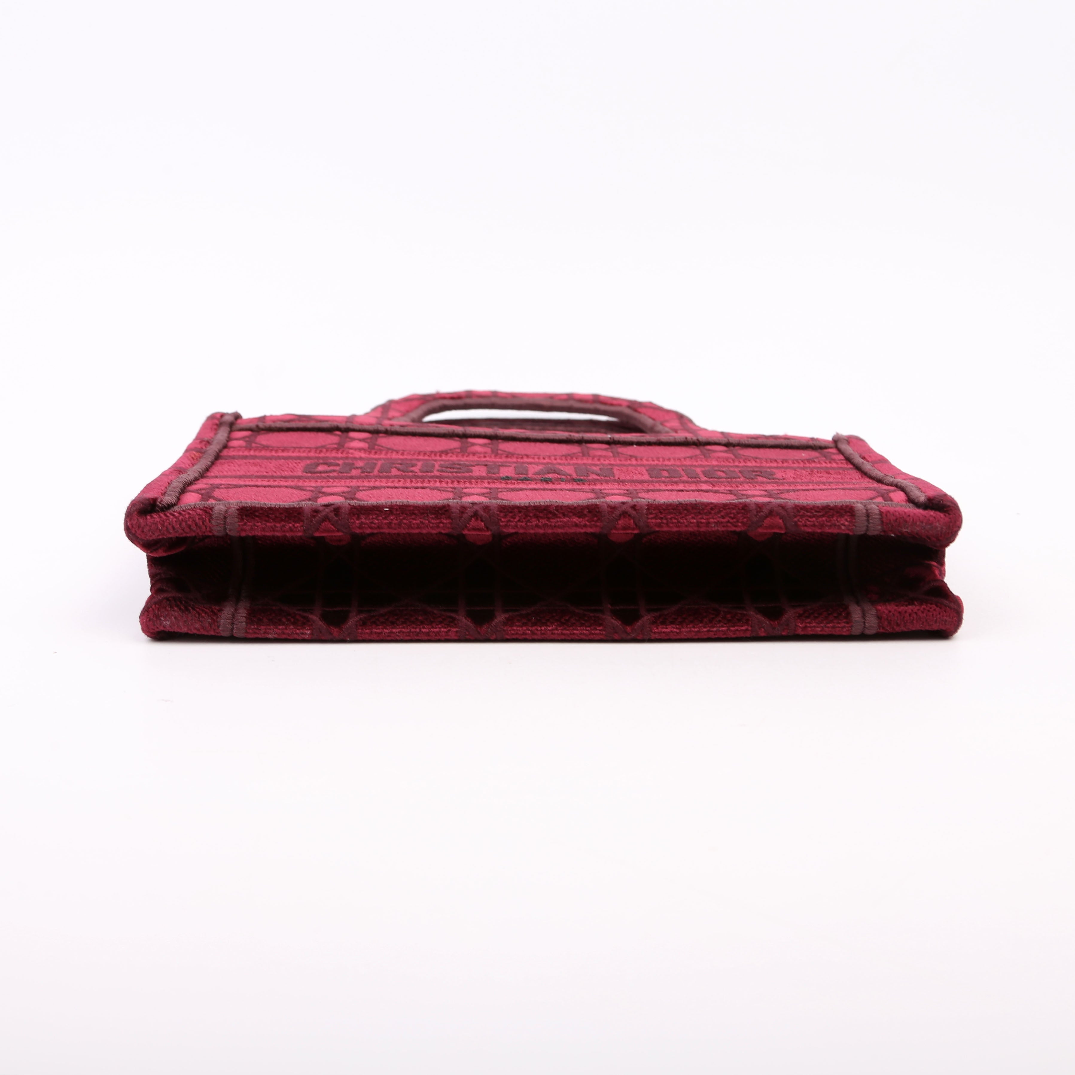 Mini Book Tote Velour Burgundy