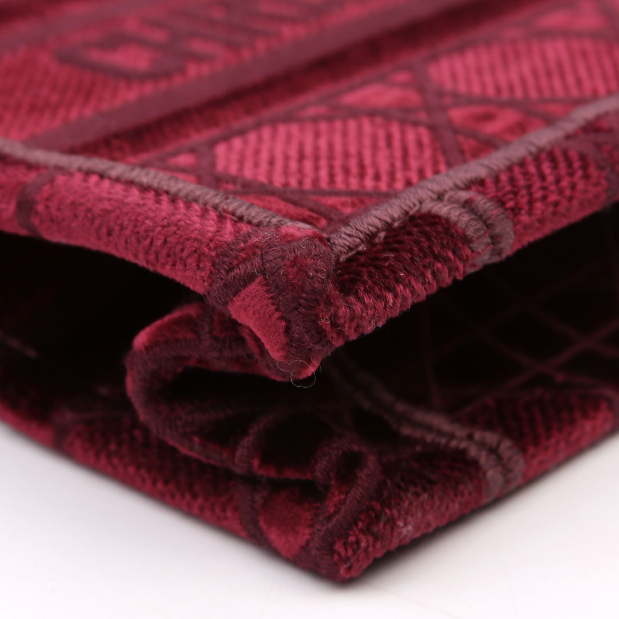 Mini Book Tote Velour Burgundy