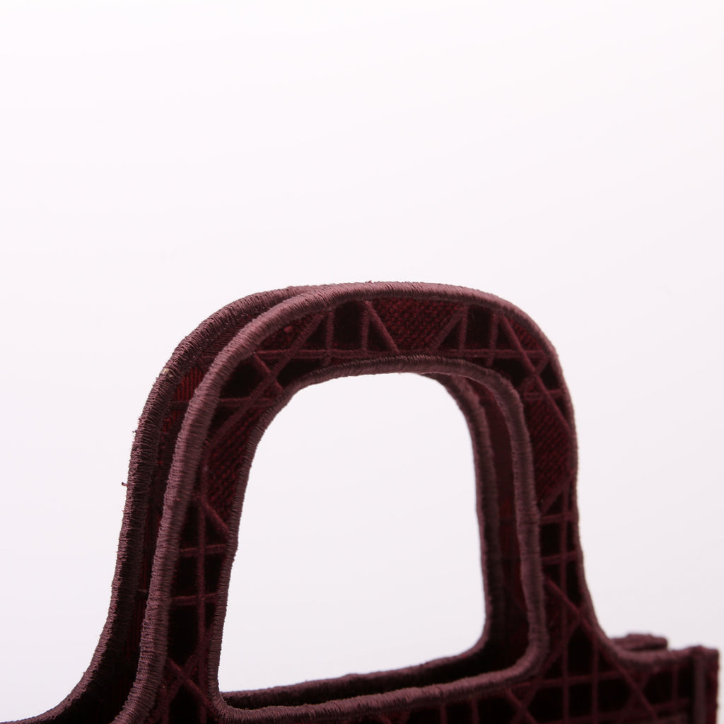 Mini Book Tote Velour Burgundy