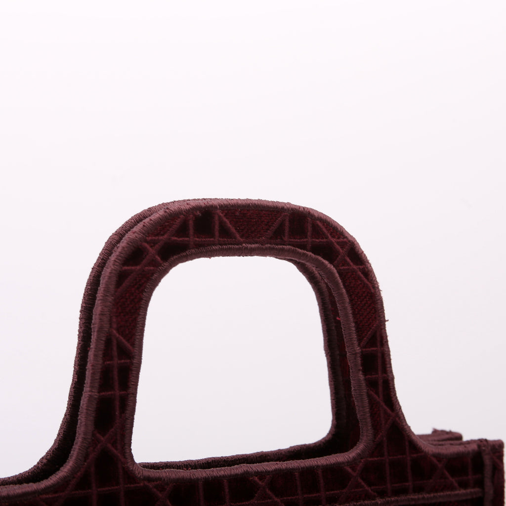 Mini Book Tote Velour Burgundy