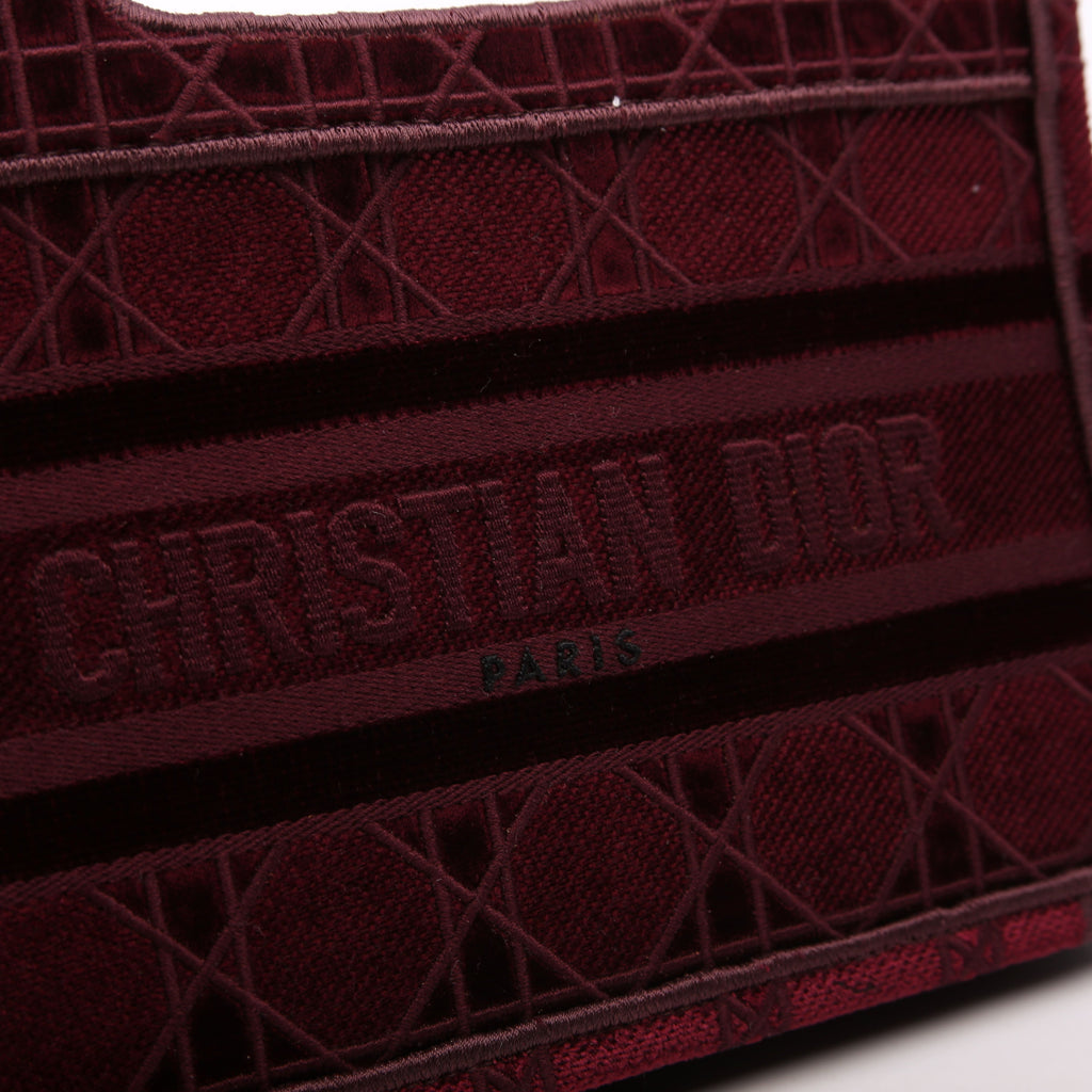 Mini Book Tote Velour Burgundy