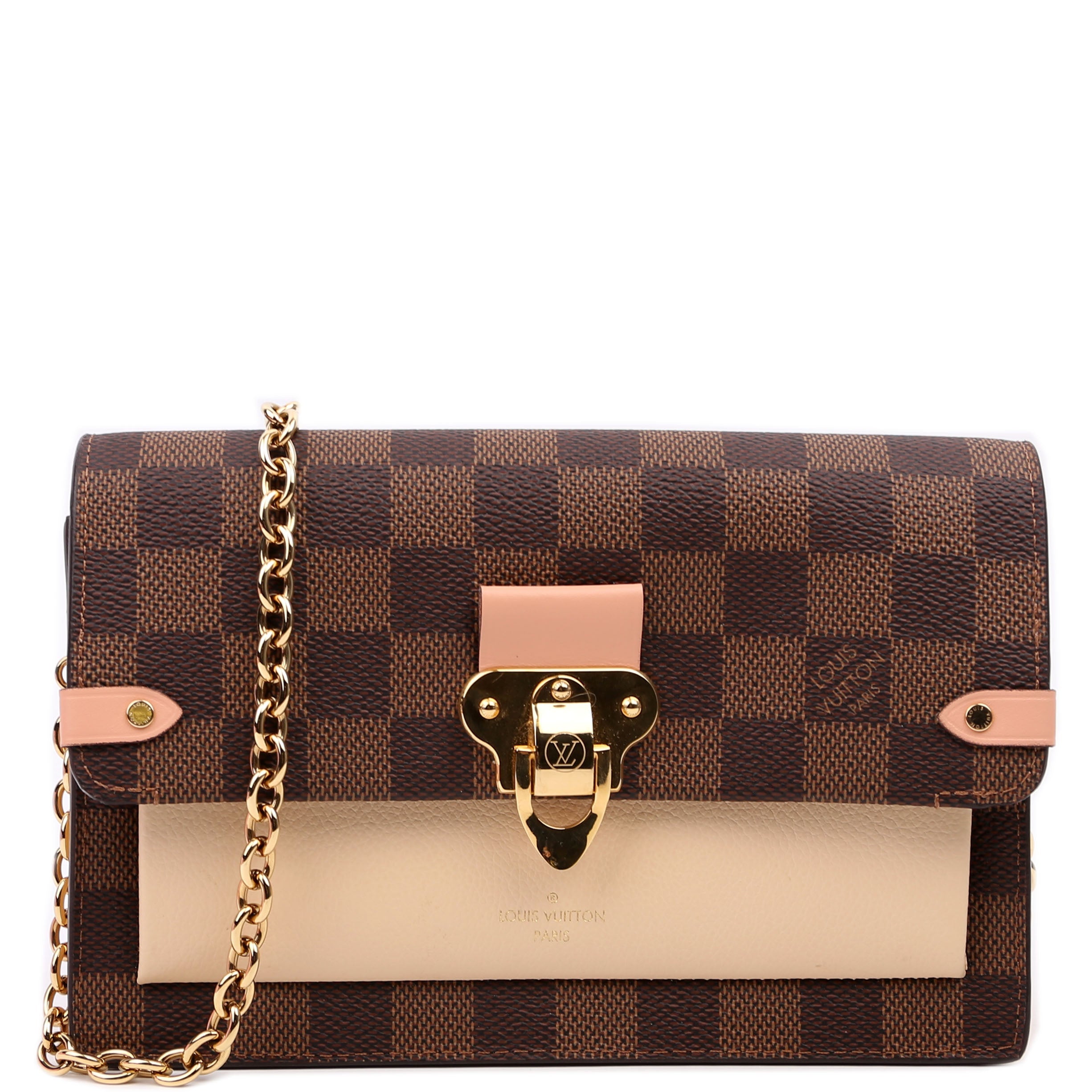Vavin Chain Wallet Damier Ebene Cream