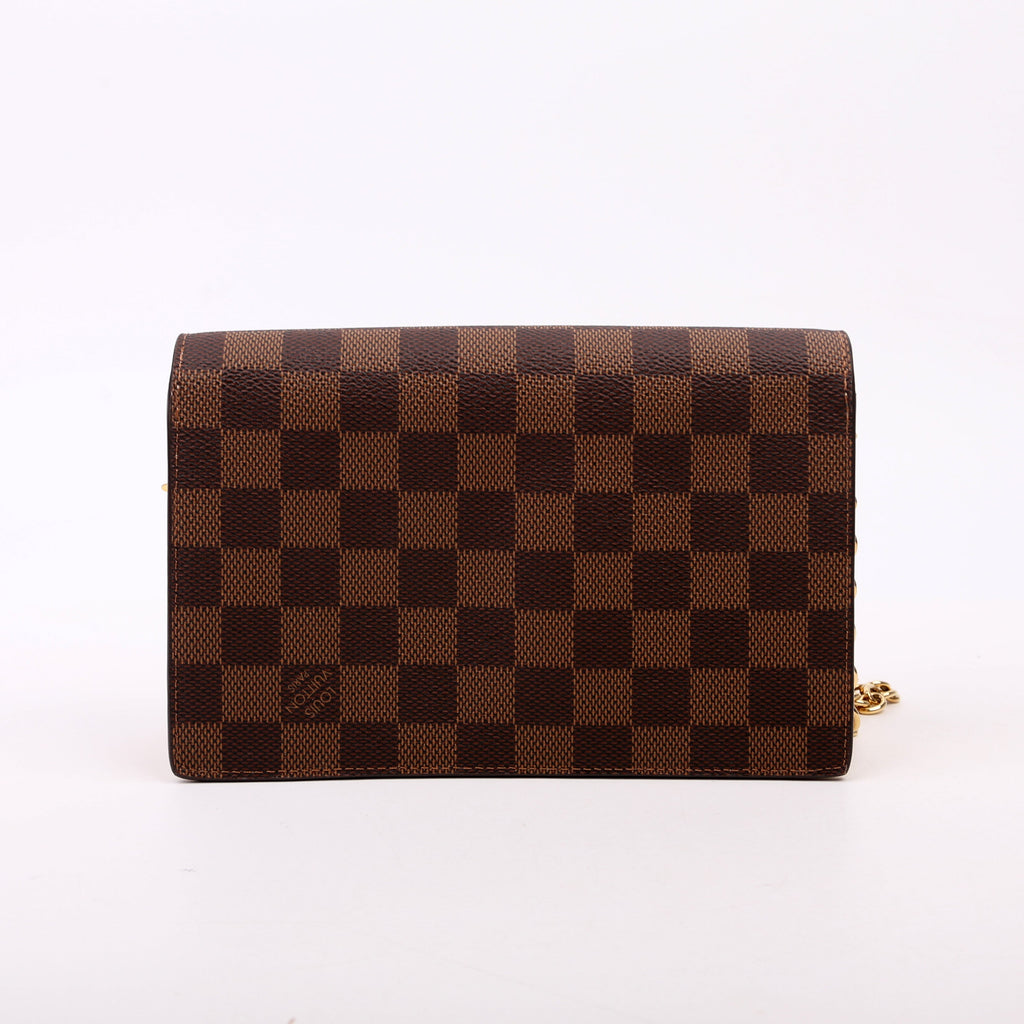 Vavin Chain Wallet Damier Ebene Cream