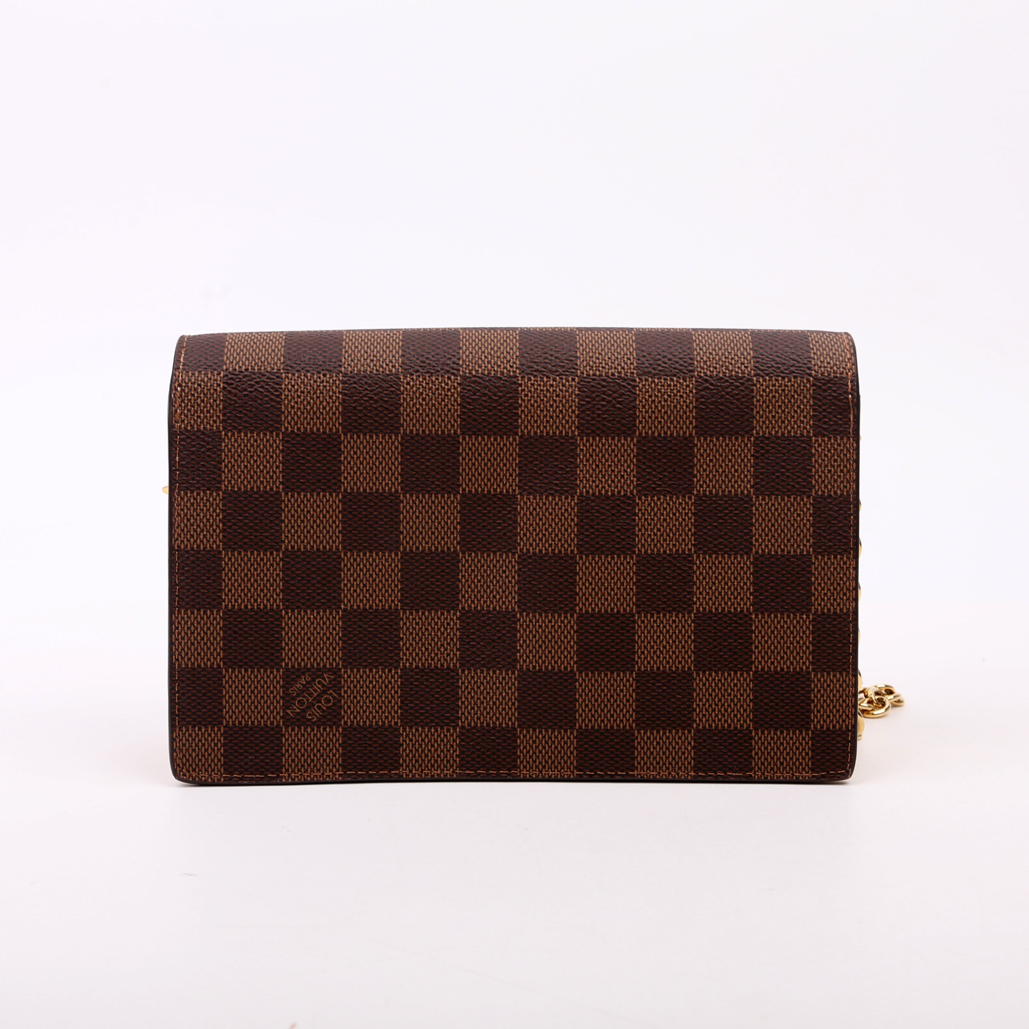 Vavin Chain Wallet Damier Ebene Cream