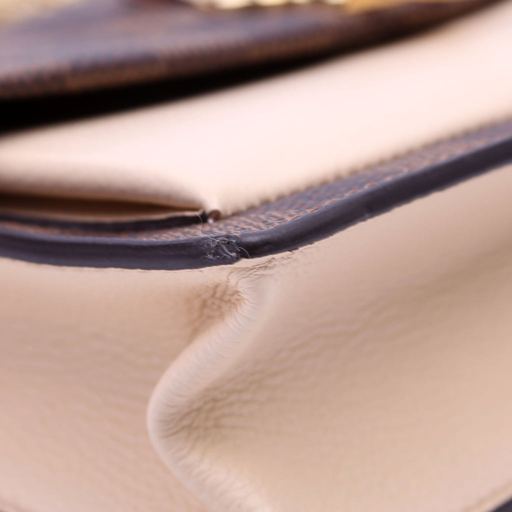 Vavin Chain Wallet Damier Ebene Cream