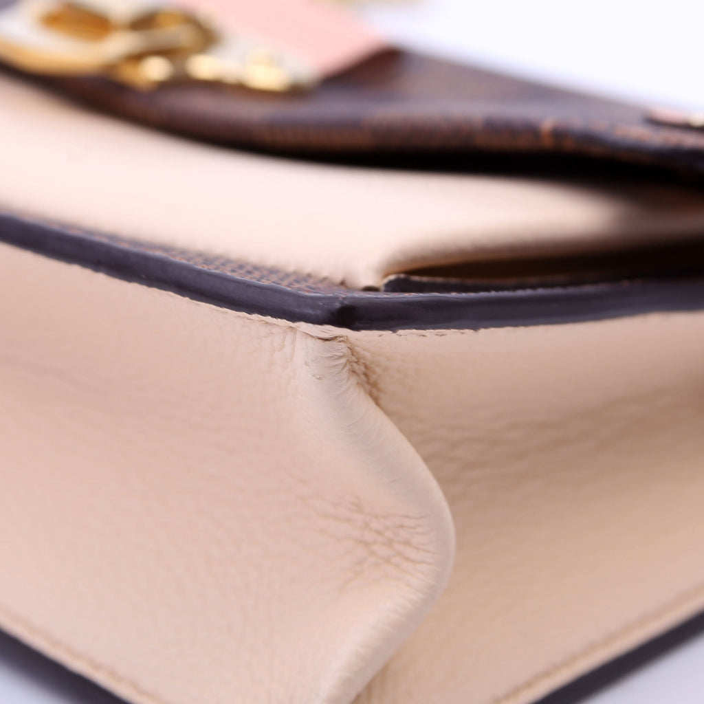 Vavin Chain Wallet Damier Ebene Cream