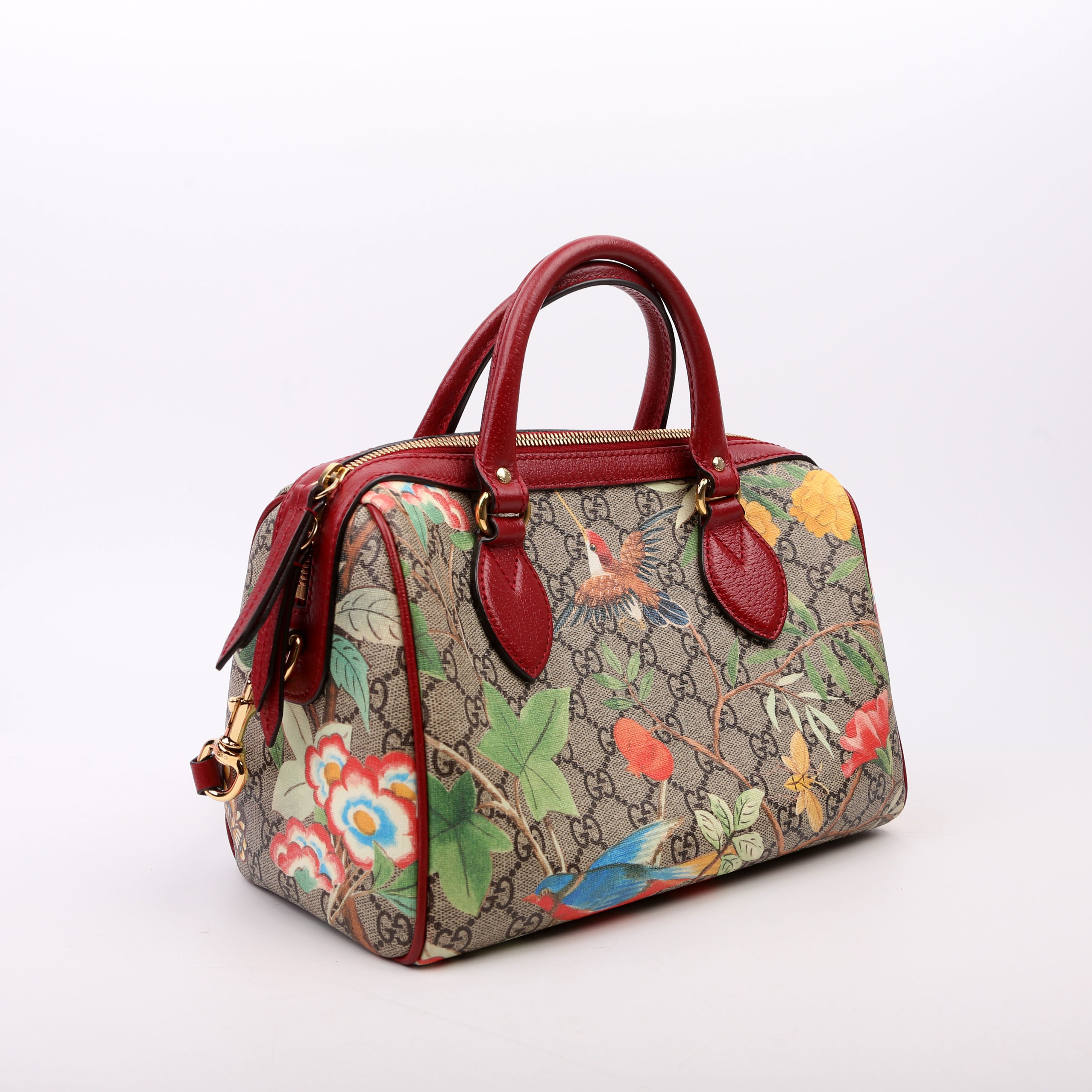 409529 GG Tian Boston Bag Small Red/Multicolor