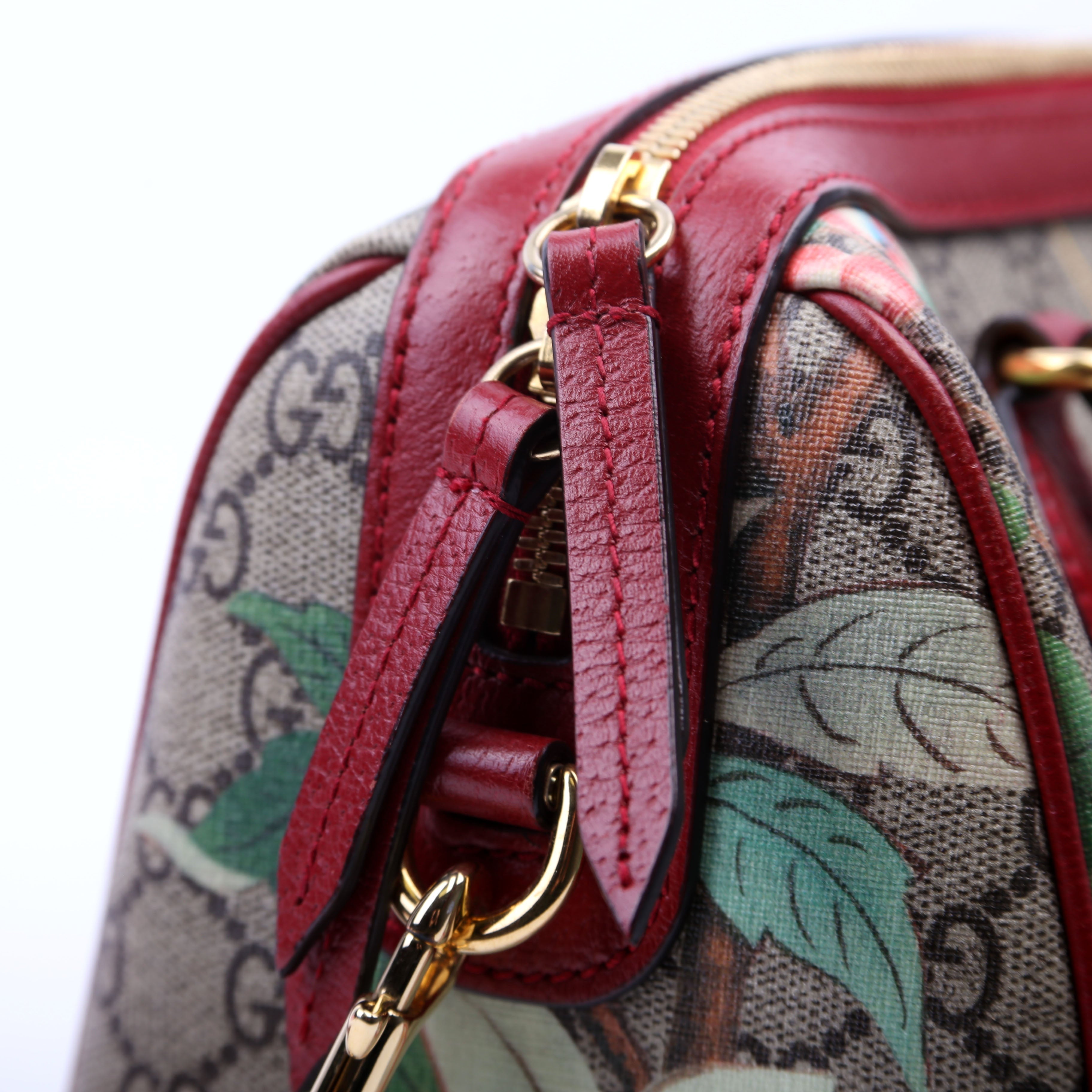 409529 GG Tian Boston Bag Small Red/Multicolor