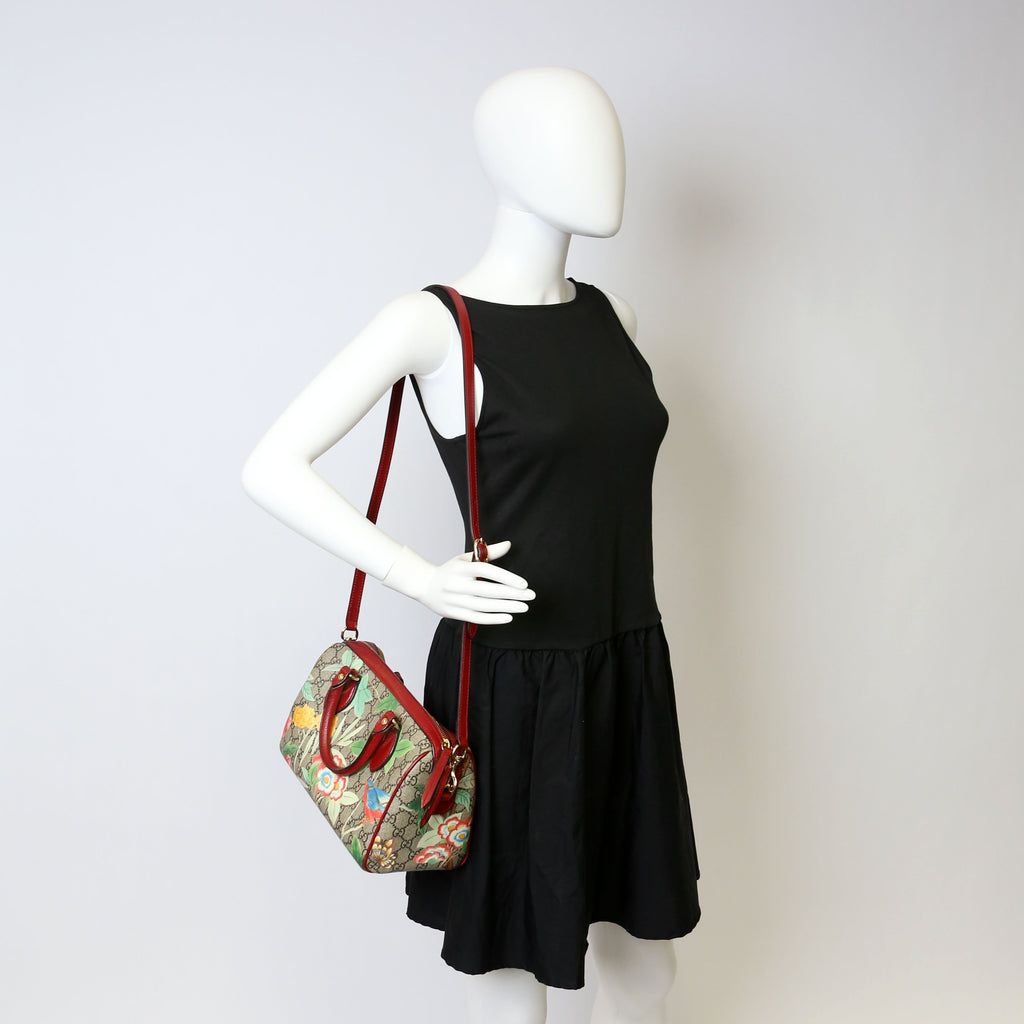 409529 GG Tian Boston Bag Small Red/Multicolor