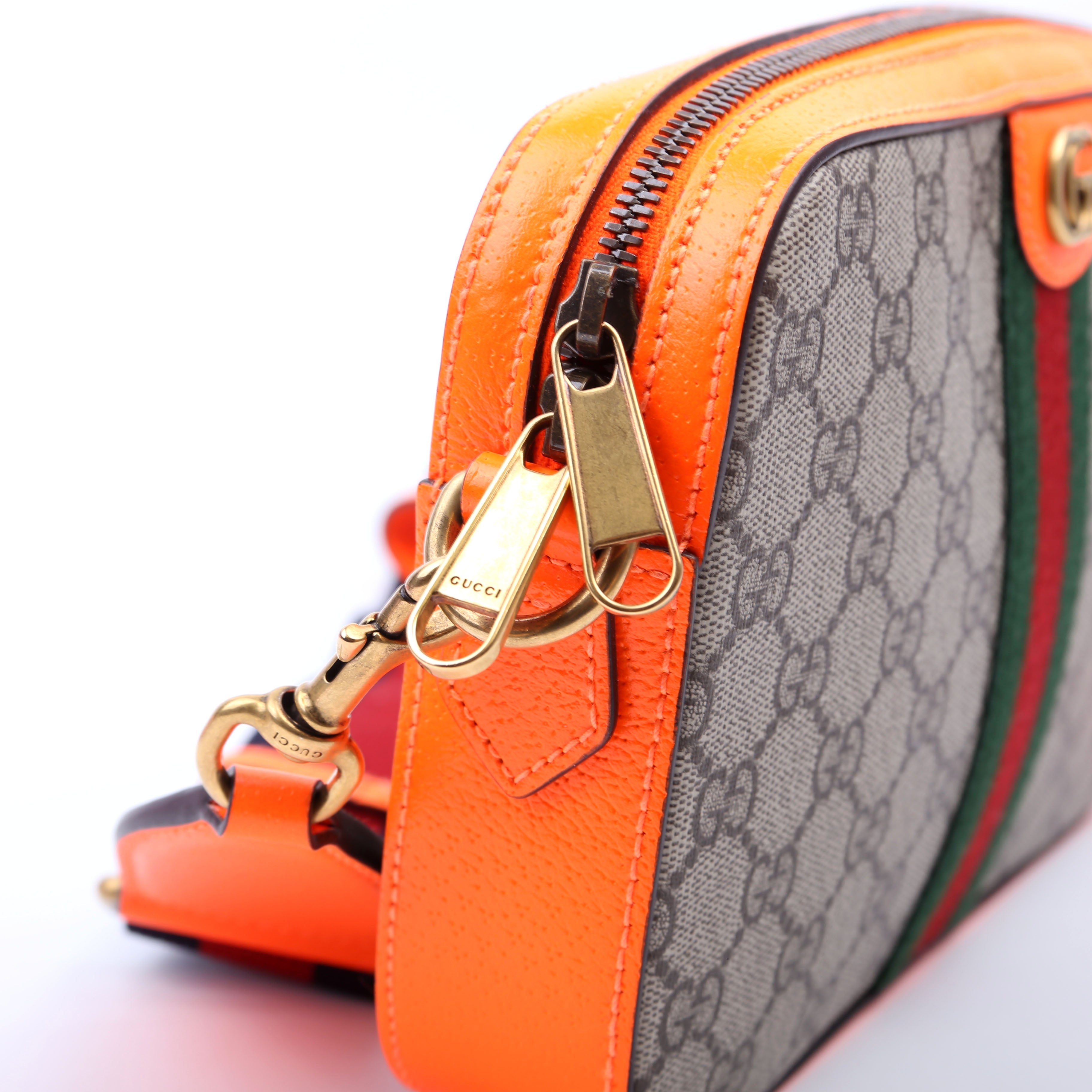 699439 GG Supreme Ophidia Small Wristlet Crossbody Orange