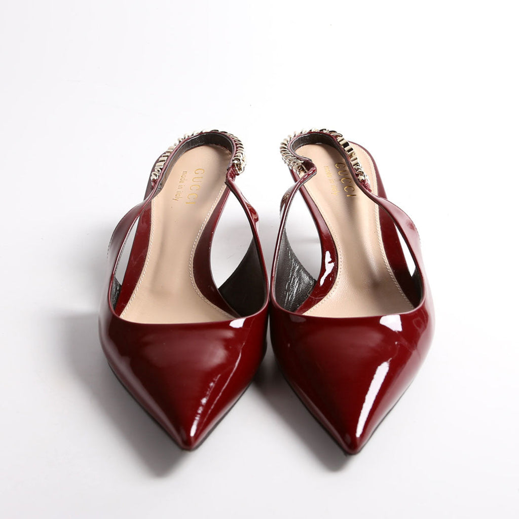 Signoria Patent Slingback Kitten Heels Size 38