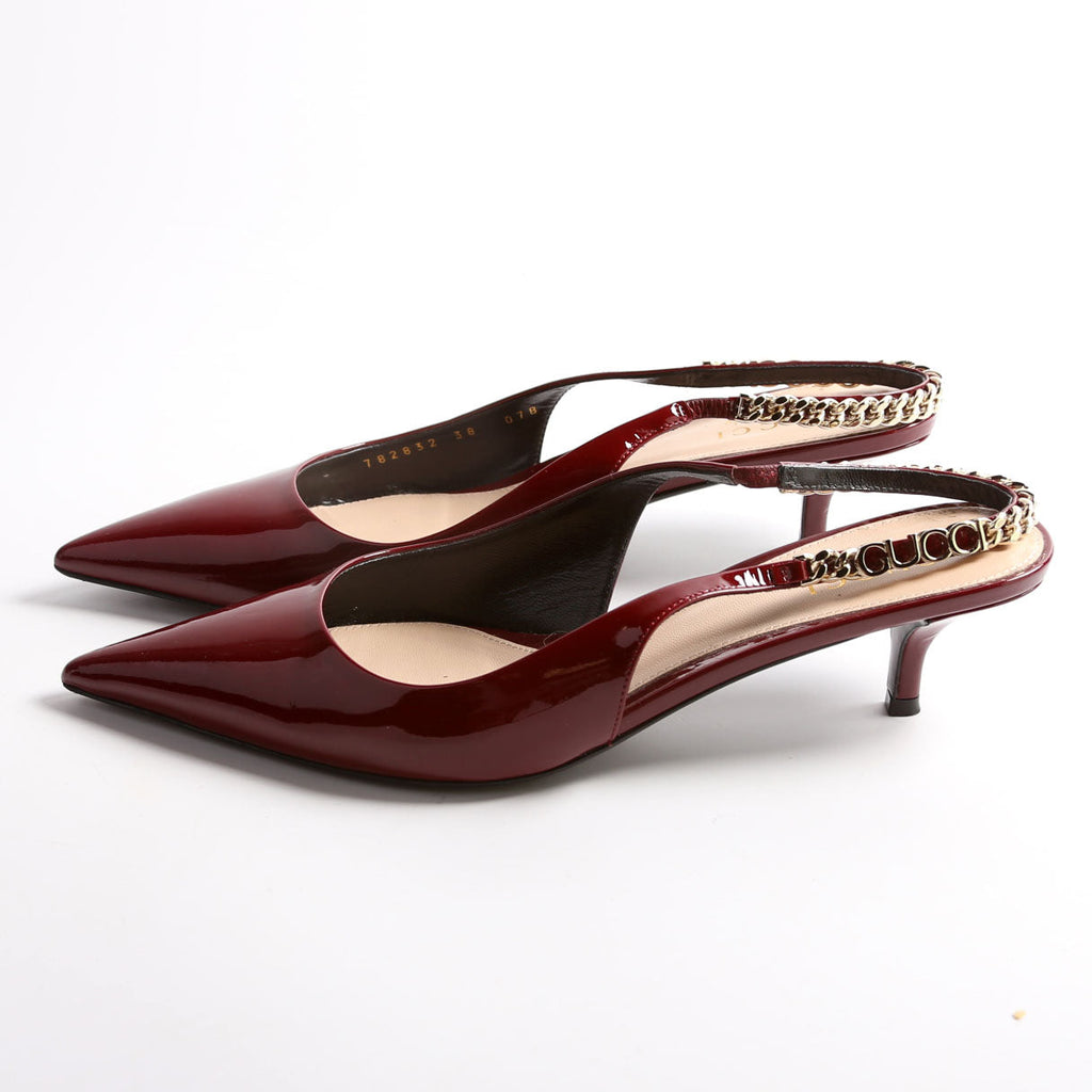 Signoria Patent Slingback Kitten Heels Size 38