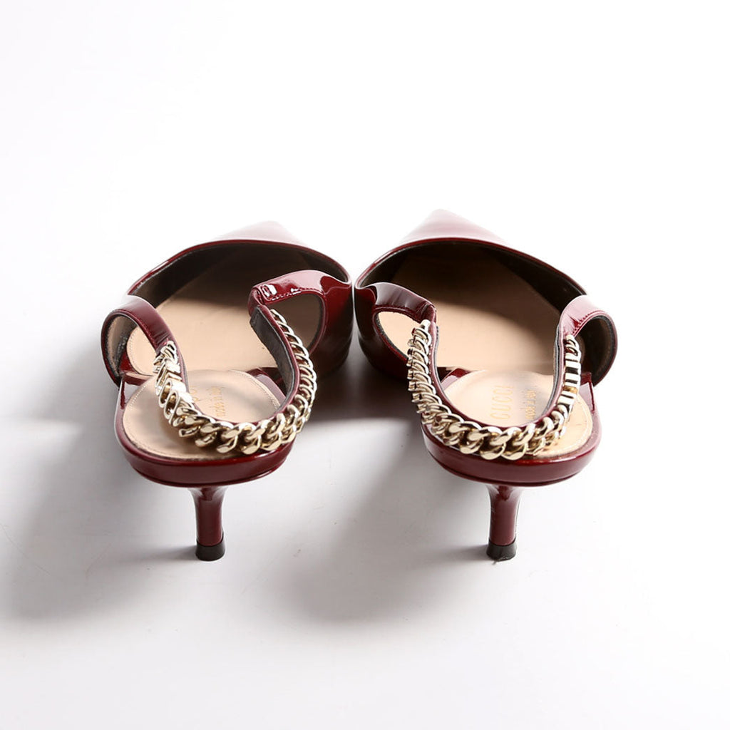 Signoria Patent Slingback Kitten Heels Size 38