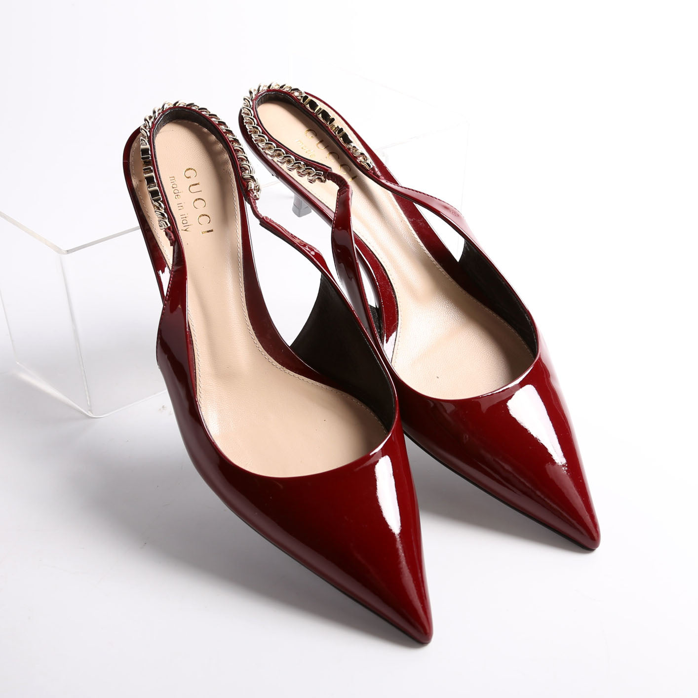 Signoria Patent Slingback Kitten Heels Size 38