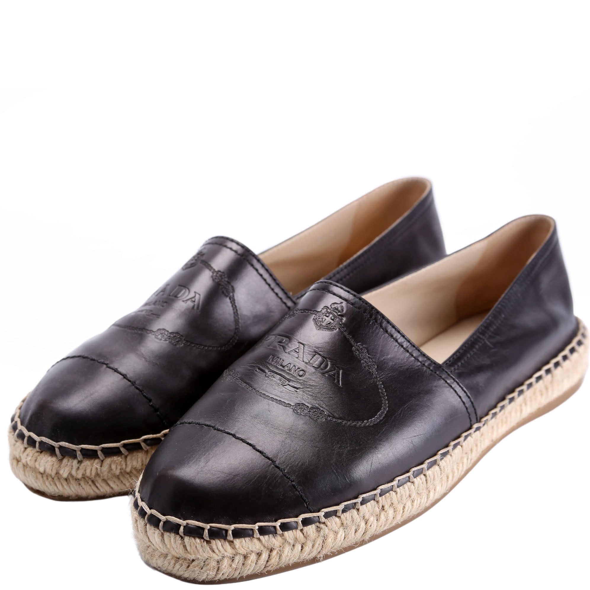 Leather Espadrille Size 39.5 Black