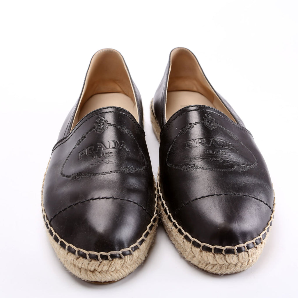 Leather Espadrille Size 39.5 Black