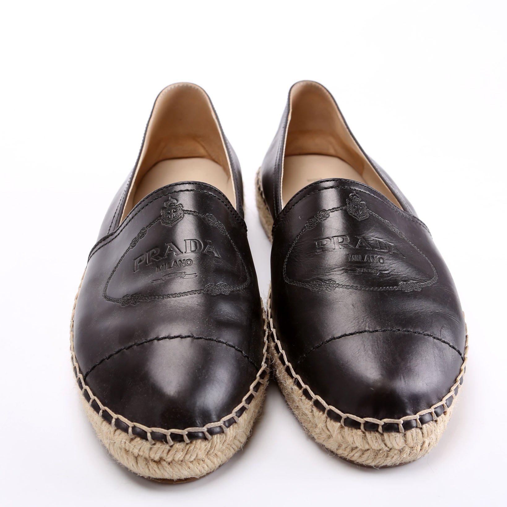 Leather Espadrille Size 39.5 Black
