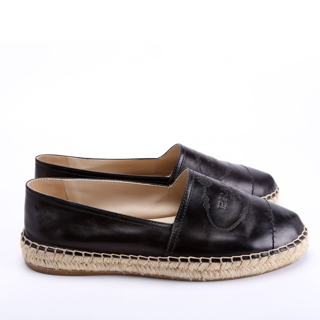 Leather Espadrille Size 39.5 Black