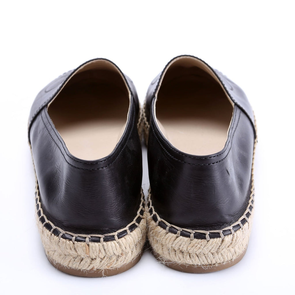 Leather Espadrille Size 39.5 Black