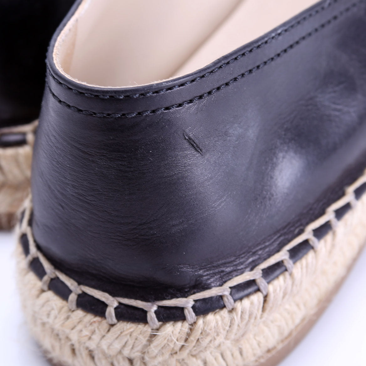 Leather Espadrille Size 39.5 Black