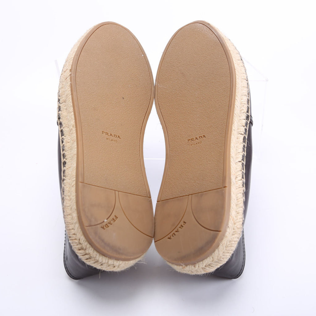 Leather Espadrille Size 39.5 Black