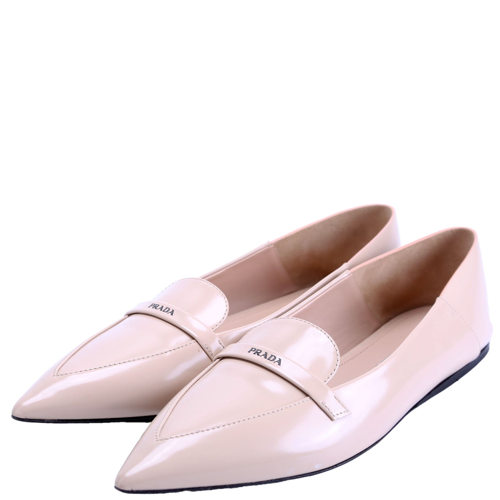 Spazzolato Logo Loafers Size 39.5 Beige