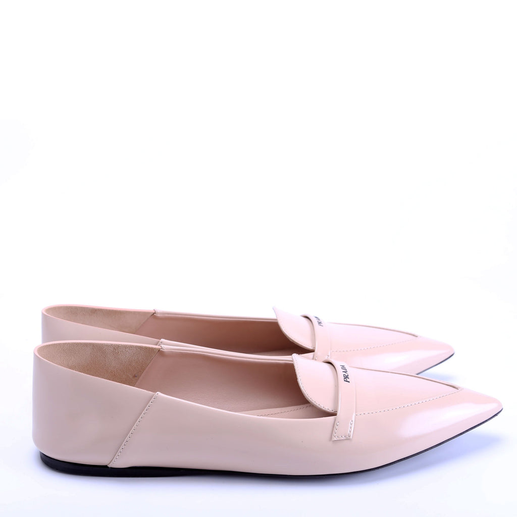 Spazzolato Logo Loafers Size 39.5 Beige
