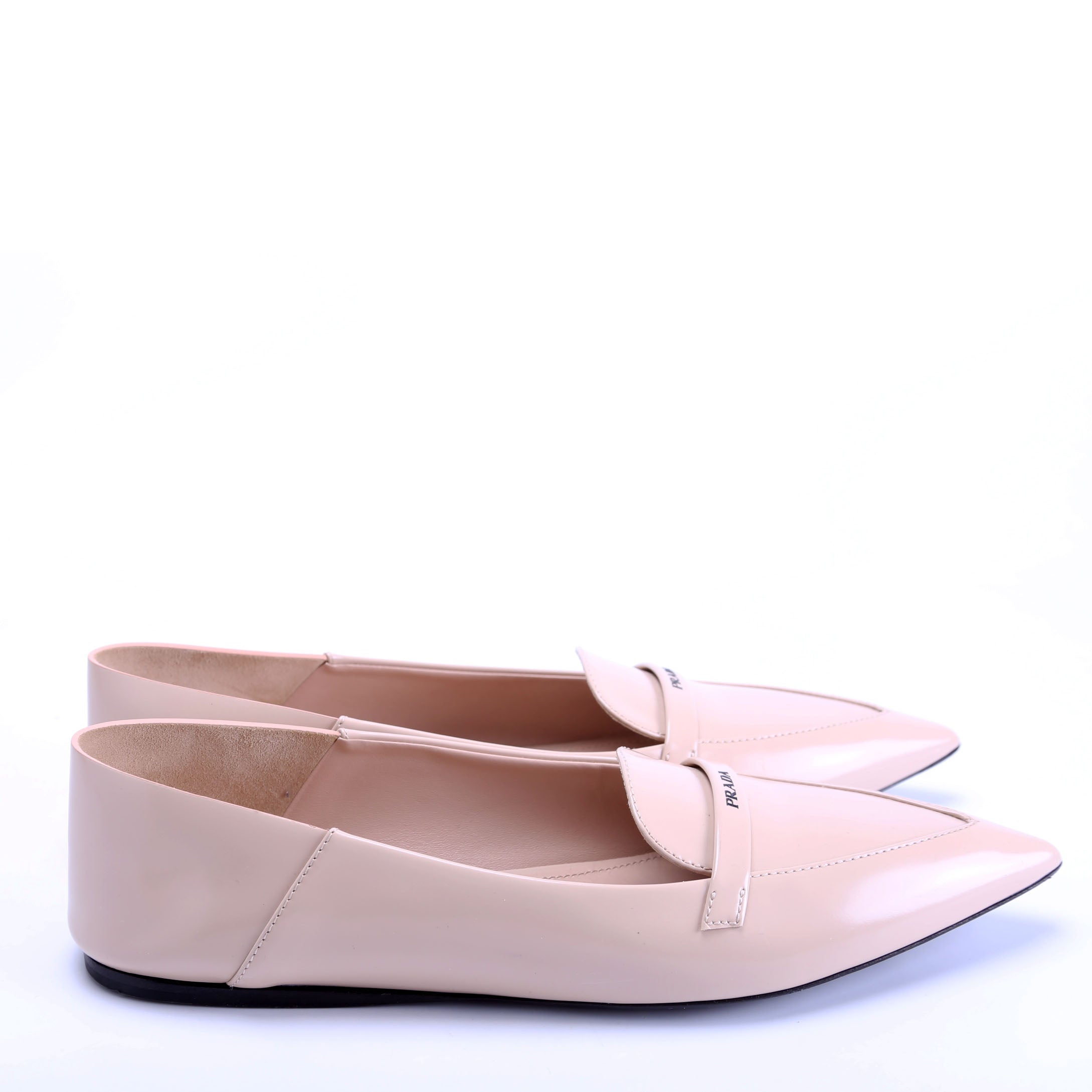 Spazzolato Logo Loafers Size 39.5 Beige
