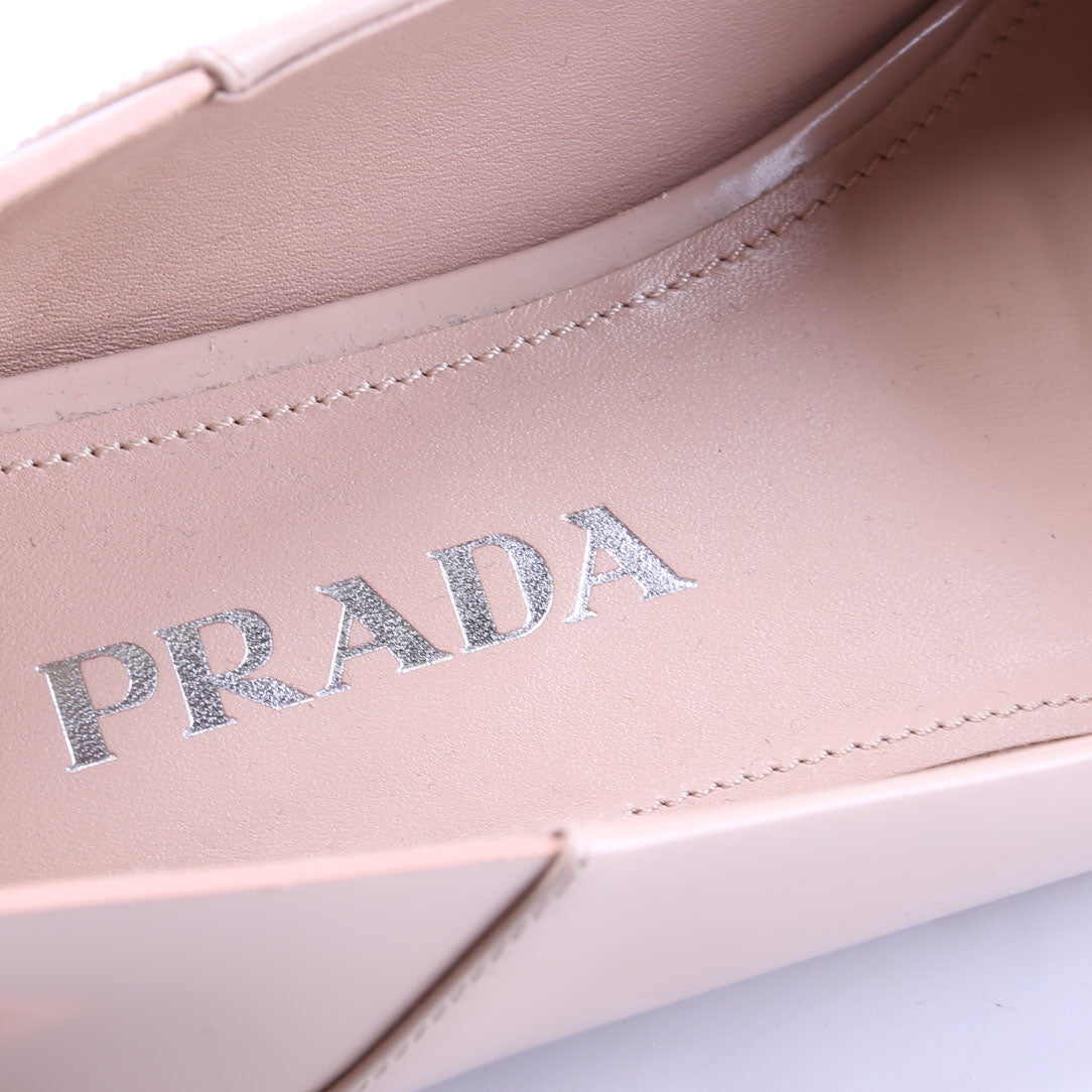 Spazzolato Logo Loafers Size 39.5 Beige