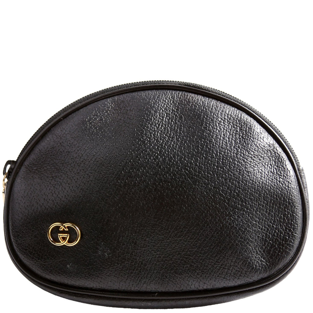 039-004 GG Zip Pouch Leather Vintage Black