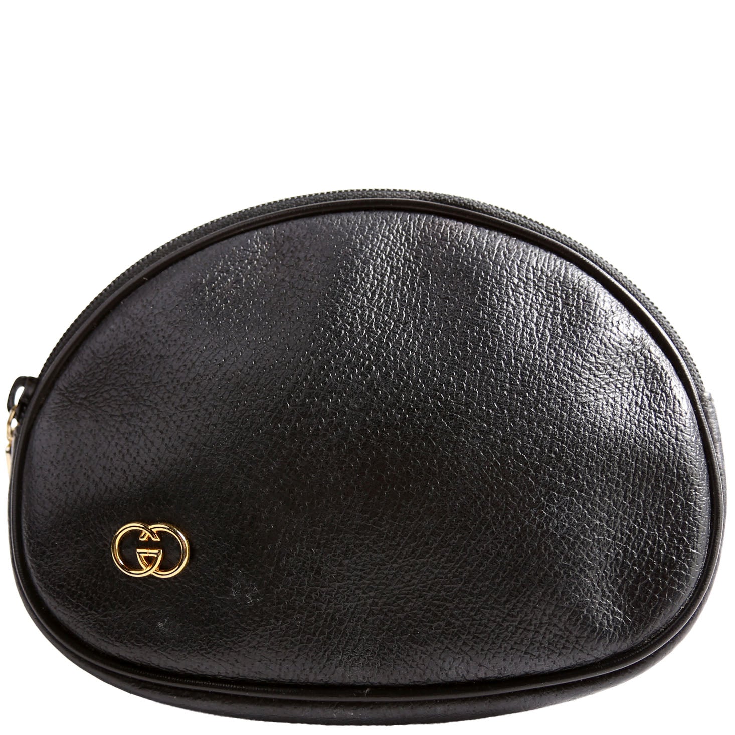039-004 GG Zip Pouch Leather Vintage Black