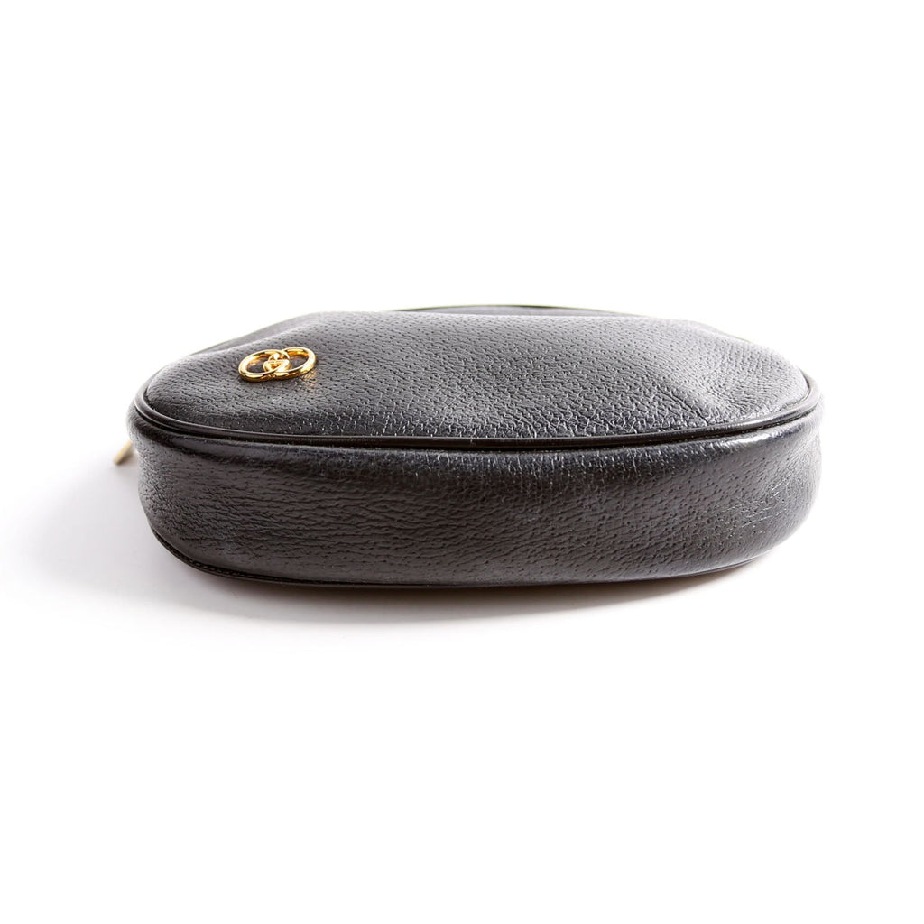 039-004 GG Zip Pouch Leather Vintage Black