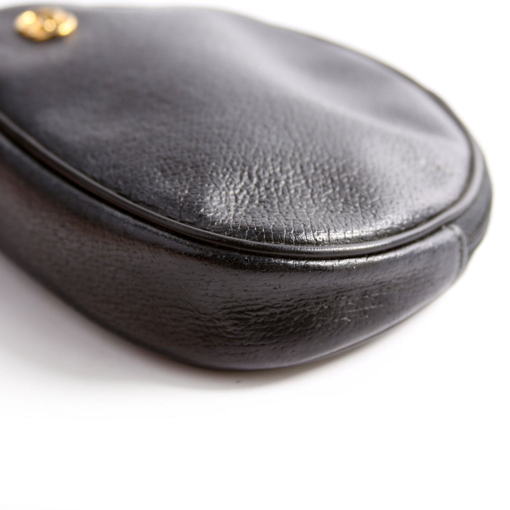 039-004 GG Zip Pouch Leather Vintage Black